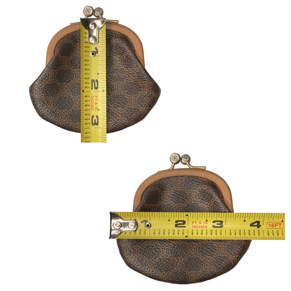 RARE Authentic Vintage CELINE Macadam Chocolate Brown & Tan Kisslock Coin Purse - Picture 8 of 10